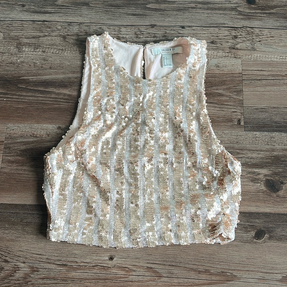 Rose Gold Sequence Tank | Forever 21 | Size L